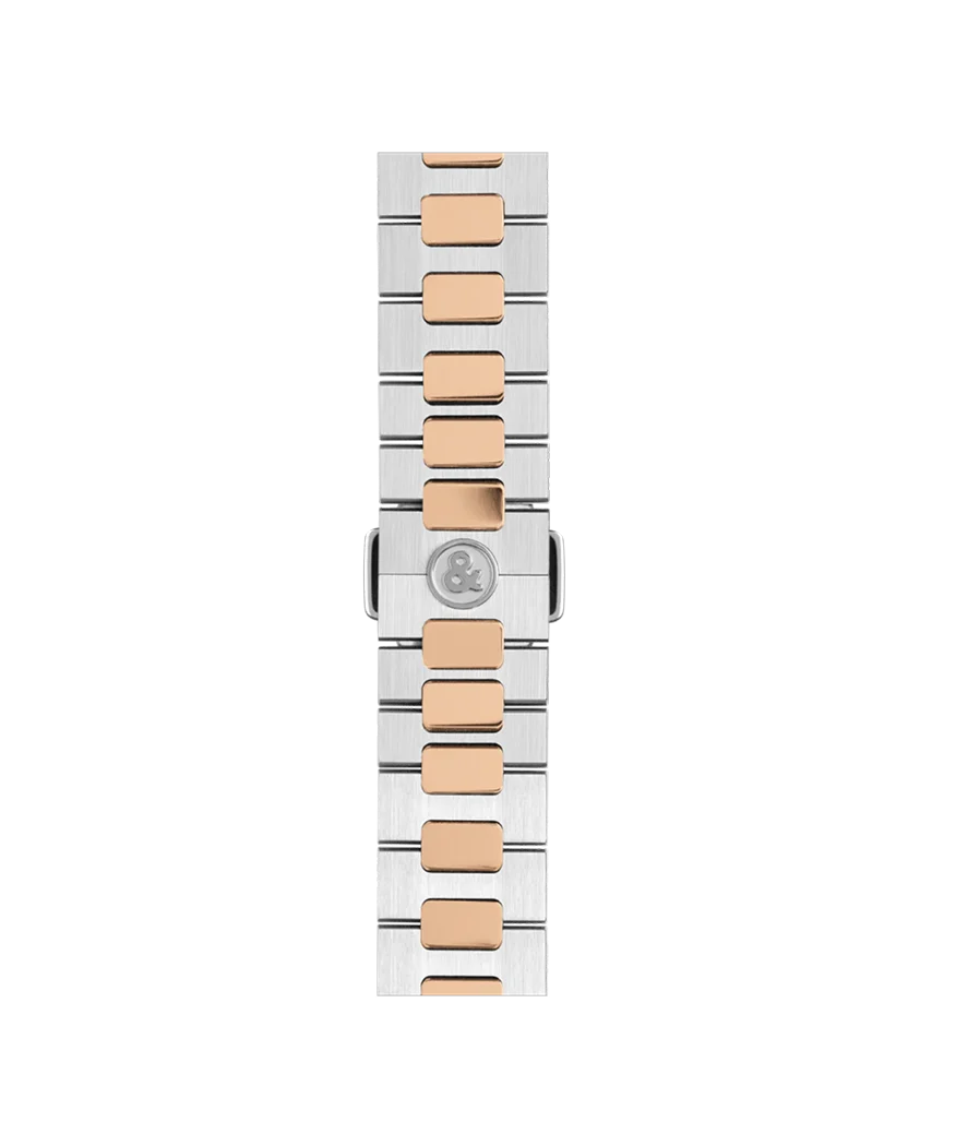 BR 05 Chrono Bracelet en acier et or rose poli-satiné